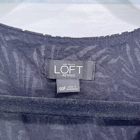 LOFT Tropical Palm Wrap Romper Black White Sleeveless Womens 00P 00 Petite - Picture 5 of 7